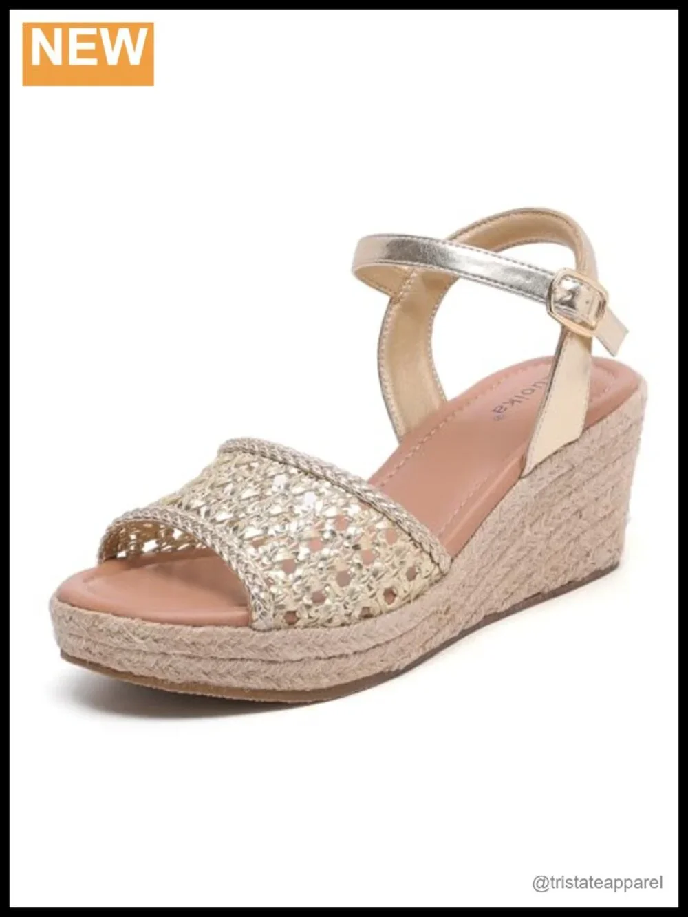 Wide Width Wedge Platform Sandals Faux Leather Memory Foam